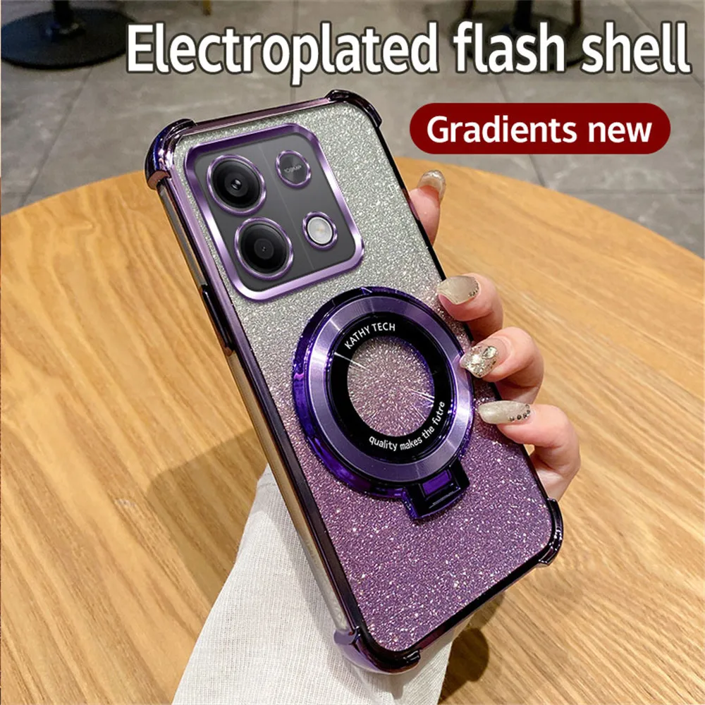 Shockproof Gradient Glitter Stand Phone Case with Bracket