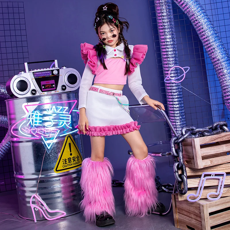 

Детская одежда для джазовых танцев для девочек, одежда для концертов Kpop, детская одежда в стиле хип-хоп, детская одежда для выступлений и танцев XS7216