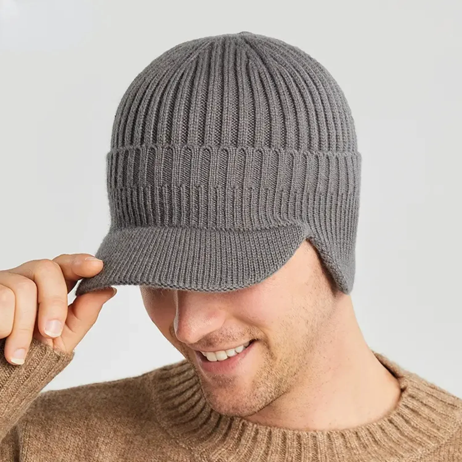 Outdoor Thickened Wool Knitted Hat Cap with Ear Protection-Windproof & Warm for Cycling and Hiking