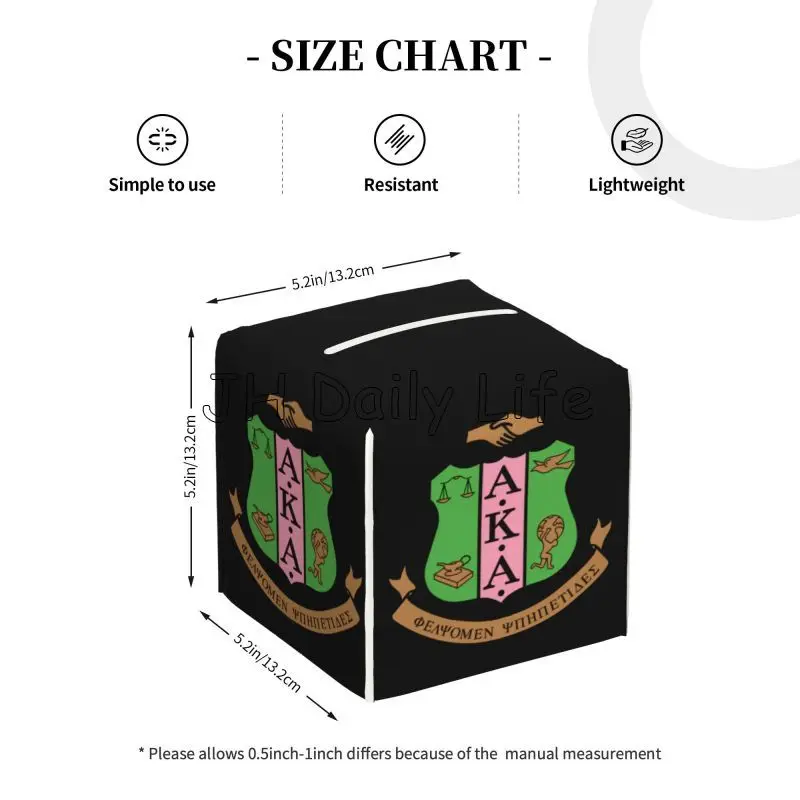 AKA Sorority Gifts Tissue Box Cover Square Leather Tissue Box Holder Decorative Organizer for Bathroom Home Office Car Decor 3