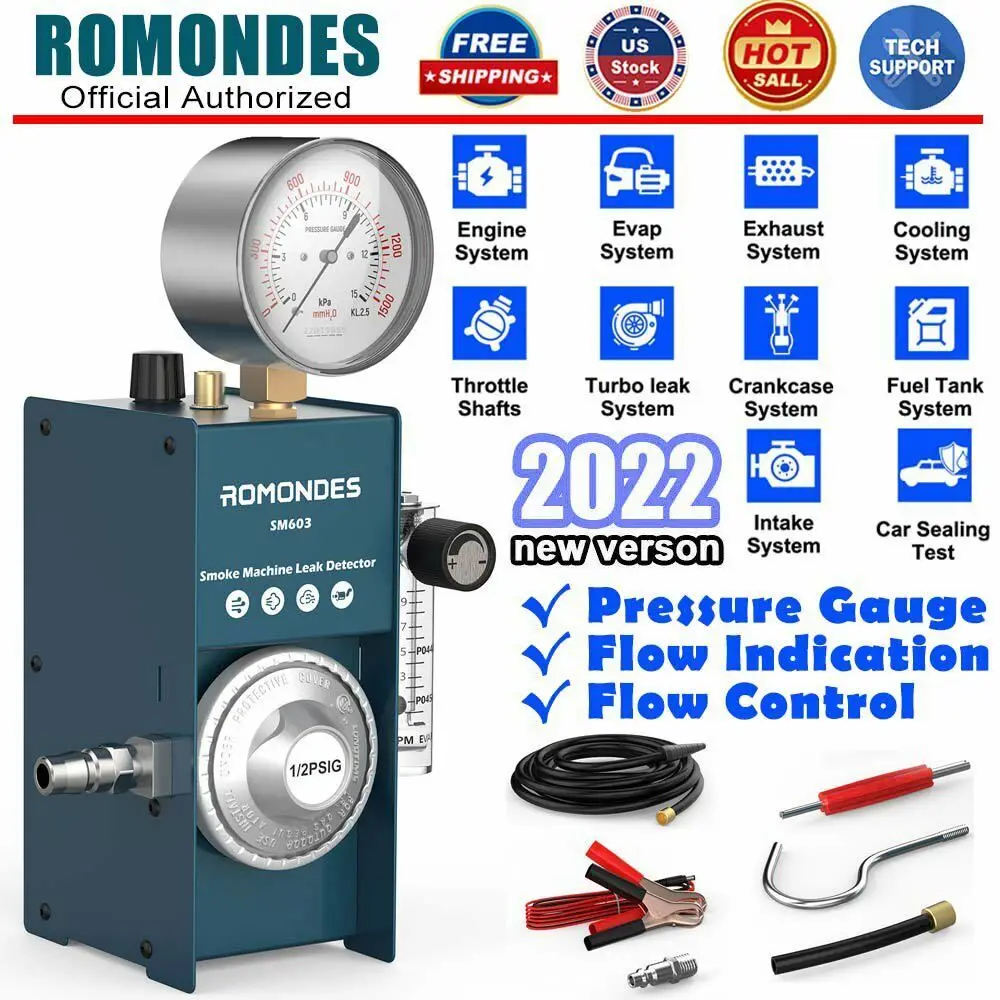 Romondes Sm603 Car Smoke Leak Tester Evap Smoke Machine Localizzatore Di Perdite Di Tubi Del Carburante Rilevatore Di Perdite Automobilistico Per Auto
