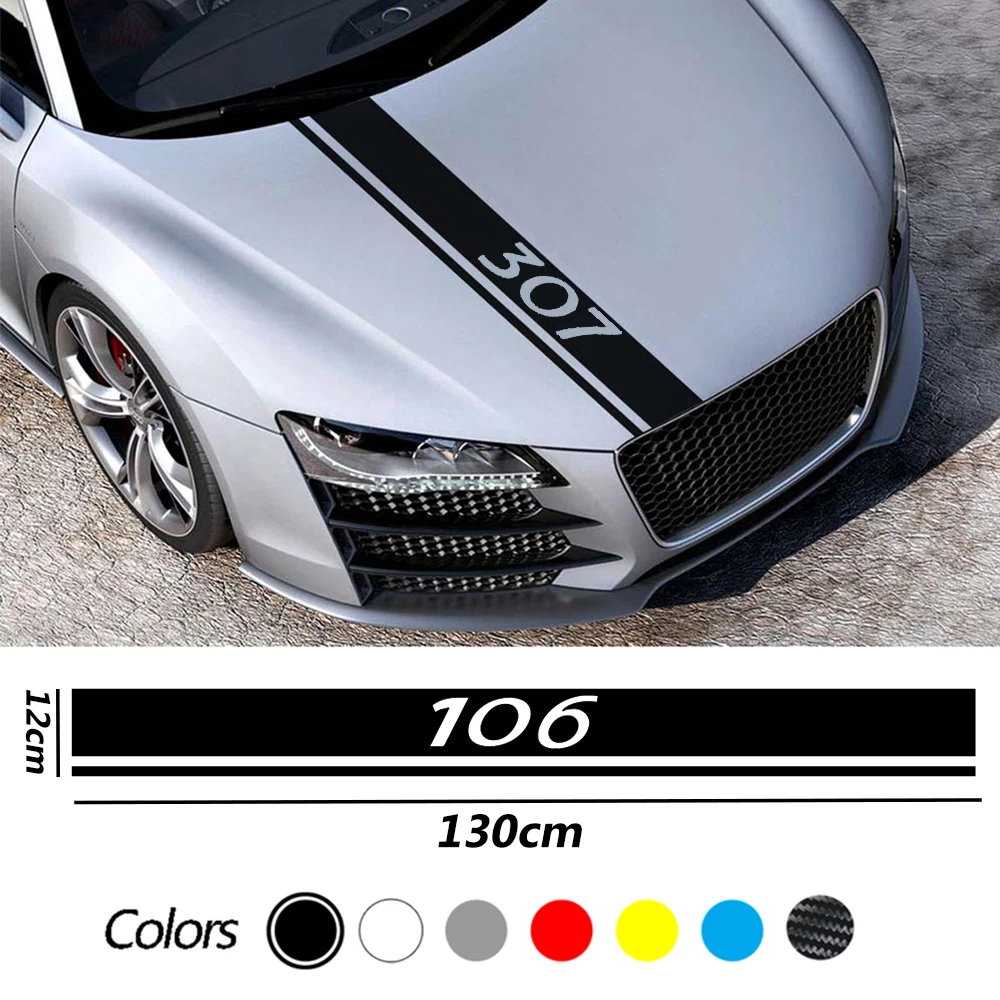 Adesivi Cofano Auto Per Peugeot Gtline 106 107 108 206 207 208 Strisce Copertura Cofano Decalcomania In Vinile Styling Sticker Tuning Accessori