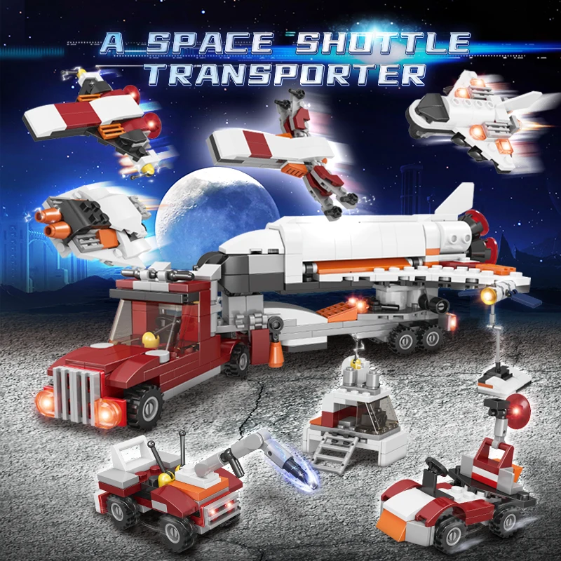 

387pcs 8-in-1 Aircraft Transporter Assemble Building Blocks Ideas Airplane Model Air Force Series Brick Diy Toys Boys Gifts