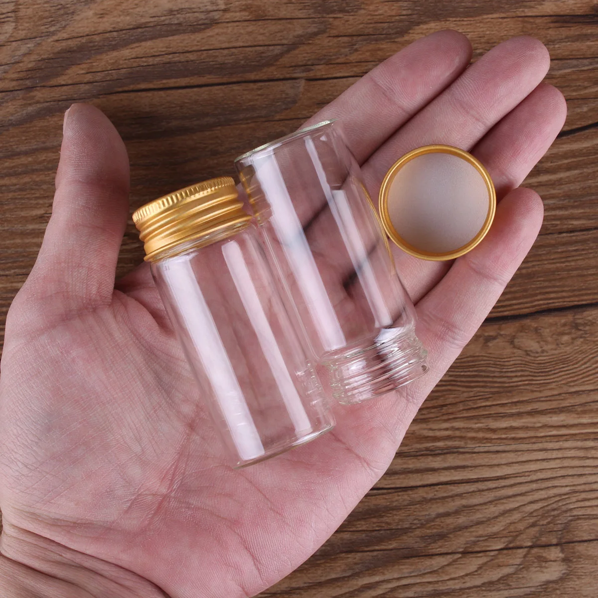 24 pieces 30ml 30*70mm Glass Bottles with Golden Aluminum Lids Glass Jars Glass Vials for Wedding Crafts Gift 5