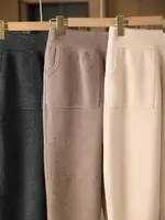 New Classy Autumn Winter Soft Thick Warm Wool Women Pencil Pants Woman 100% Merino Wool Trousers Elastic Waist Knited Wool Pants - Image 5