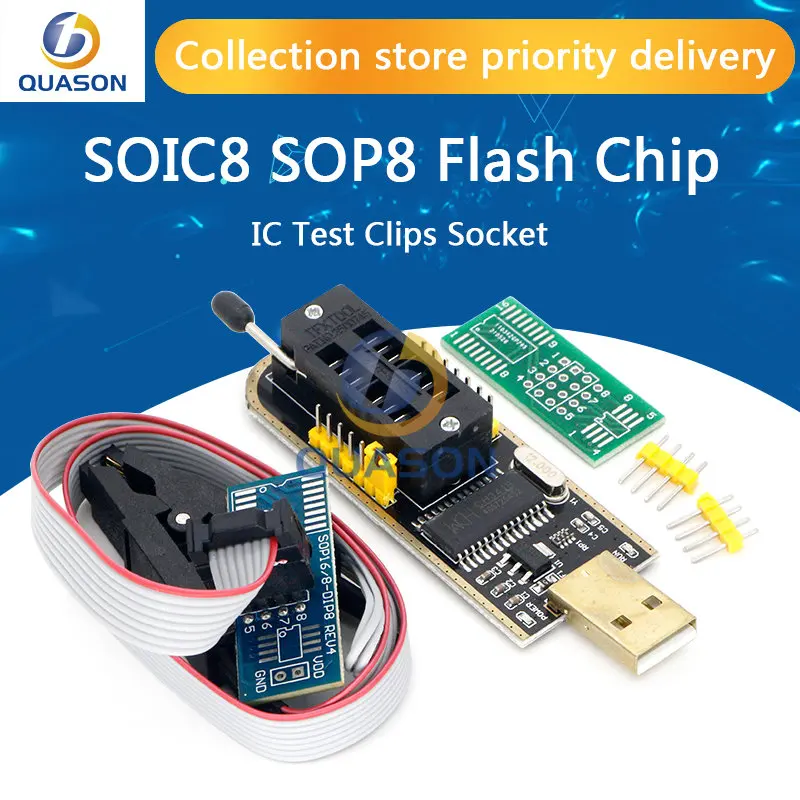 Ch341 24 25 series eeprom flash bios usb programmer module soic8 sop8