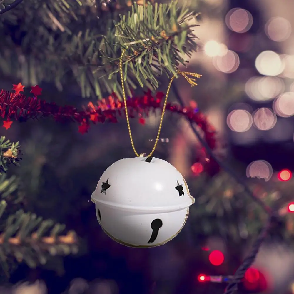 Description Picture 2 of item2024 Christmas Tree Jingle Bells Metallics Home Bell Ornament with Star Cutouts Vintage Craft for Wall Wreath Garlands Windows