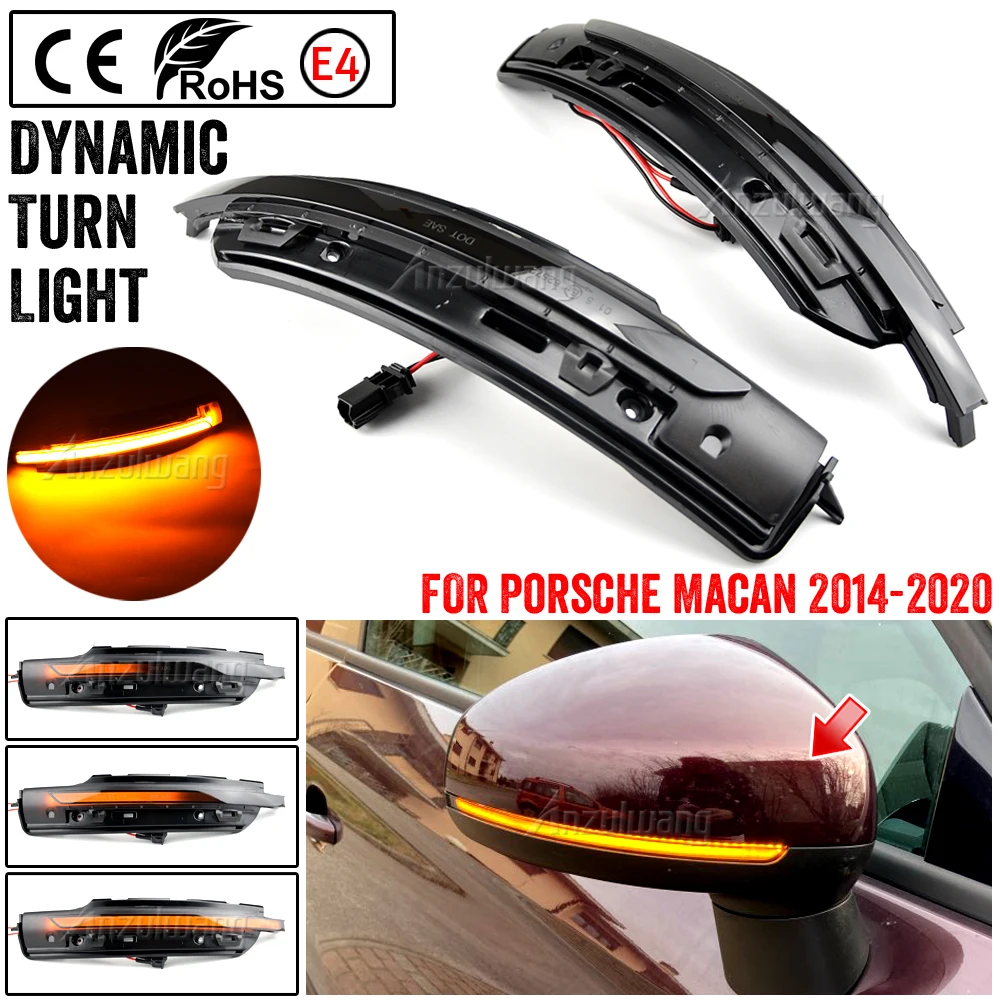 

2x LED Side Wing Rearview Mirror Indicator Blinker Repeater Dynamic Turn Signal Light For Porsche Macan 2014 2015 2016 2017-2020