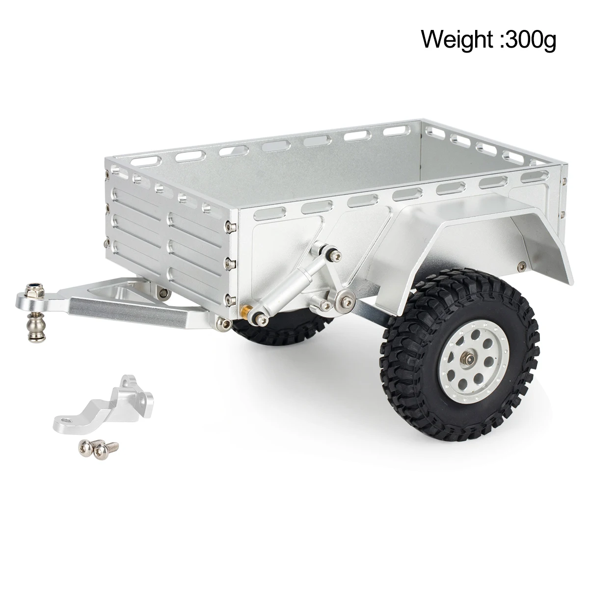 Remorque utilitaire RC 1/18 aluminium CNC - Noir/Rouge/Argent