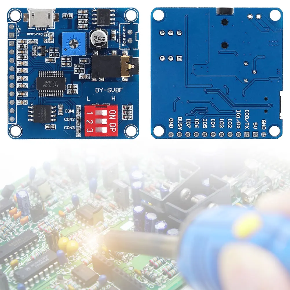다목적 DY-SV8F 음성 사운드 재생 모듈 UART I/O 트리거 재생 64Mbits 플래시 스토리지 보드 SD/TF 카드용 5W