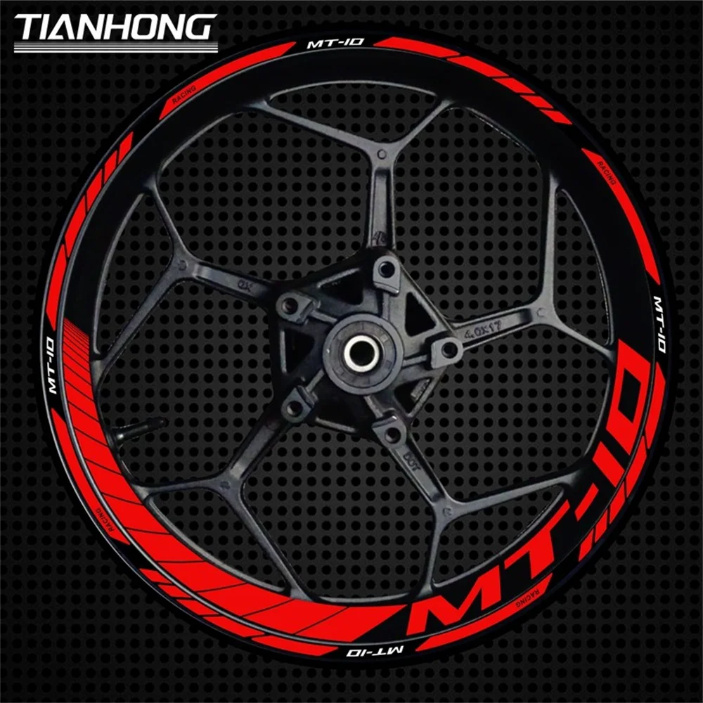 Reflective Stickers Motorcycle Stickers Vinyl Stickers Custom Stickers Wheel Hub Stickers Motorcycle Accessories For YAMAHA MT10 Motorcycle 17 Inch Wheel Hub MT-10 Decal Decoration Set Rim MT 10 Reflective Waterproof Sticker