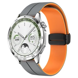 Magnetic Buckle Soft Silicone Smartwatch Strap, 22mm or 20mm for 22mm (Gray Orange)