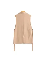 Women Fashion With Taps Side Vents Waistcoat Vintage Sleeveless Front Button Female Outerwear Chic Vest Tops - Image 3