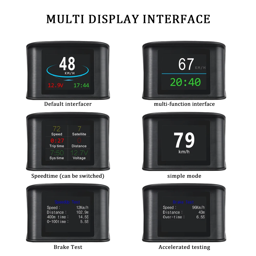 QC T600 GPS 속도계 HUD 차량 장착형 헤드업 디스플레이 고화질 LCD 고화질 LCD 미터 계기판 범용