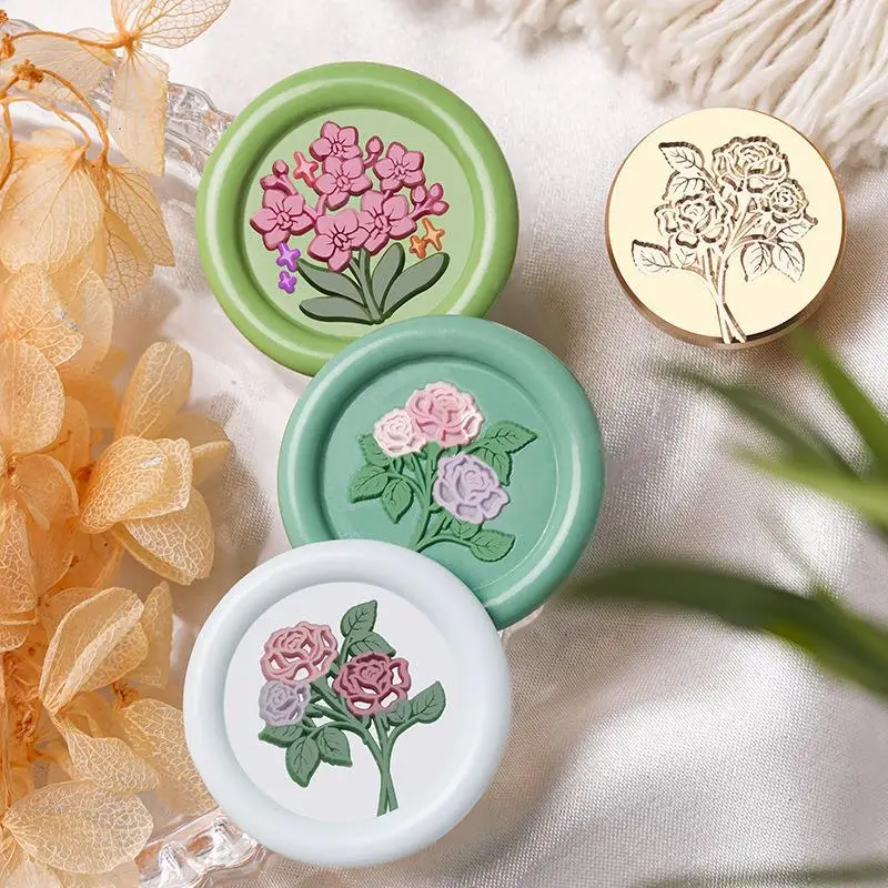 Description Picture 4 of itemFlowers Plants Rose Pattern Wax Seal Stamp Retro Sealing Wax Stamp Replace Head Flowers Leaf Decorate Gift