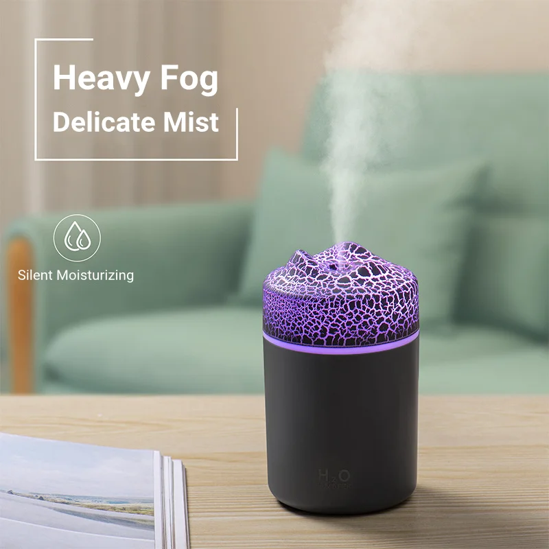 300ML Volcano Air Humidifier USB Aromatherapy Essential Oil Diffuser with LED Light for Home Car Mute Mini Mist Maker Fogger