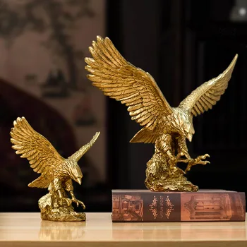 Statue d'aigle doré en résine, sculpture d'aigle doré, figurine de bureau moderne, décoration de maison 1