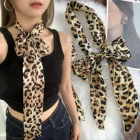 Leopard Print Scarf Retro Polka Dots Women Tie Multifunction Hair Band Bags Handle Decoration Long Scarfs Fashion Accessories 2