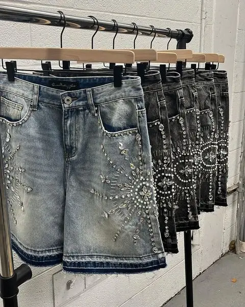 Y2K Streetwear Shorts Jeans Men Women Harajuku Hip Hop Gothic Masonry Retro Loose Denim Fitness Casual Basketball men jeans denim shorts summer jeans shorts