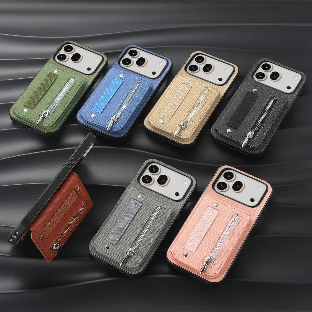 Luxury Zipper Wallet Leather RFID Card Holder Case