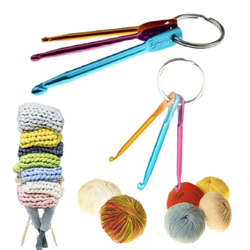 

3 шт./компл. трикотаж, яркая алюминиевая ручка для вязания, «сделай сам», ткацкий инструмент, Смешанная алюминиевая ручка для вязания крючком