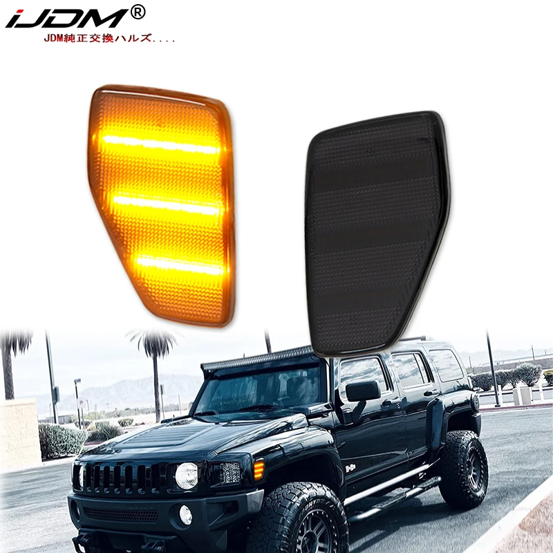 Ijdm Car Amber Triple-Row Led Strip Parafango Anteriore Luci Di Ingombro Laterali Compatibili Con Per Hummer H3 H3T Indicatore Di Direzione 06-2010