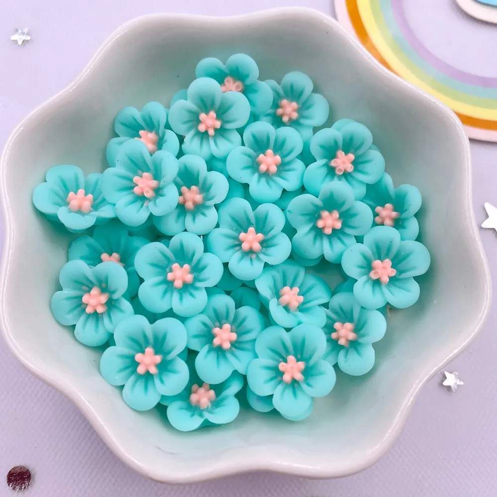 50 Colorful 14mm Resin Morning Glory Flower Gems