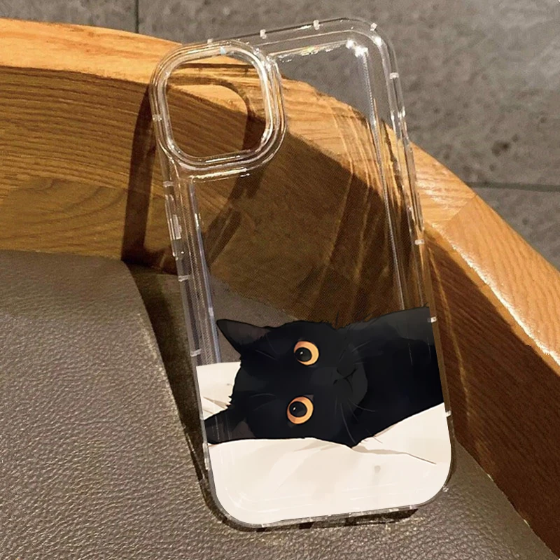 Cartoon Black Couple Cat Soft Phone Case