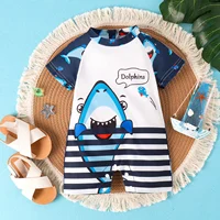 Summer 0-2 Years Old Fashion Trend Cute Baby Universal Comfortable Soft Shark Print Clear Swimsuit Jumpsuit Personality 3