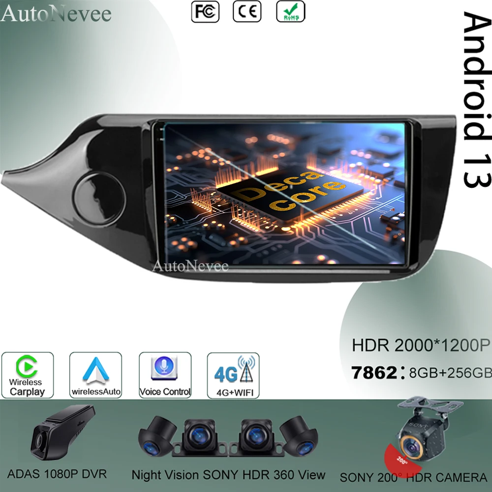 Touch Qled Screen Android 13 Per Kia Ceed 2 Jd 2016 Car Auto Radio Video Player Stereo Autoradio Navigazione Wifi Dvd No 2Din