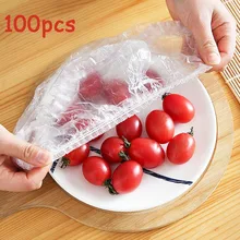 100 sztuk jednorazowe do jedzenia pokrywa folia plastikowa elastyczne pokrywy żywności dla miska na owoce kubki czapki przechowywania kuchnia zachowywanie świeżości Saver Bag tanie tanio CN (pochodzenie)