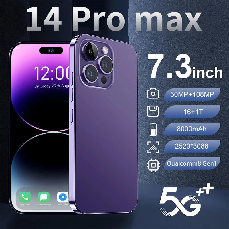 Versão Global l14 Pro Max 5G Celulares Tela Cheia 4G Desbloqueado ...