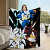 cool cartoon Flannel warm comfort art  soft plush blanket for sofa living room office A-s-S-SonicS-s bedroom cool travel gift 3