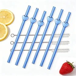 Eco - Friendly High Borosilicate Glass Straw Set - 9 - Piece Reusable Collection for Smoothies and Cocktails (Blue)