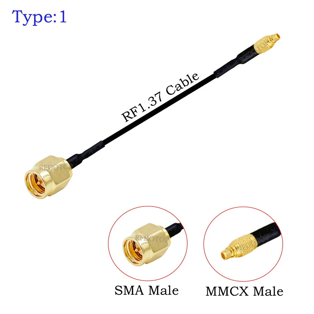 Connecteur MMCX à angle droit 90° sur l'adaptateur pour antenne FPV, finition nickelée