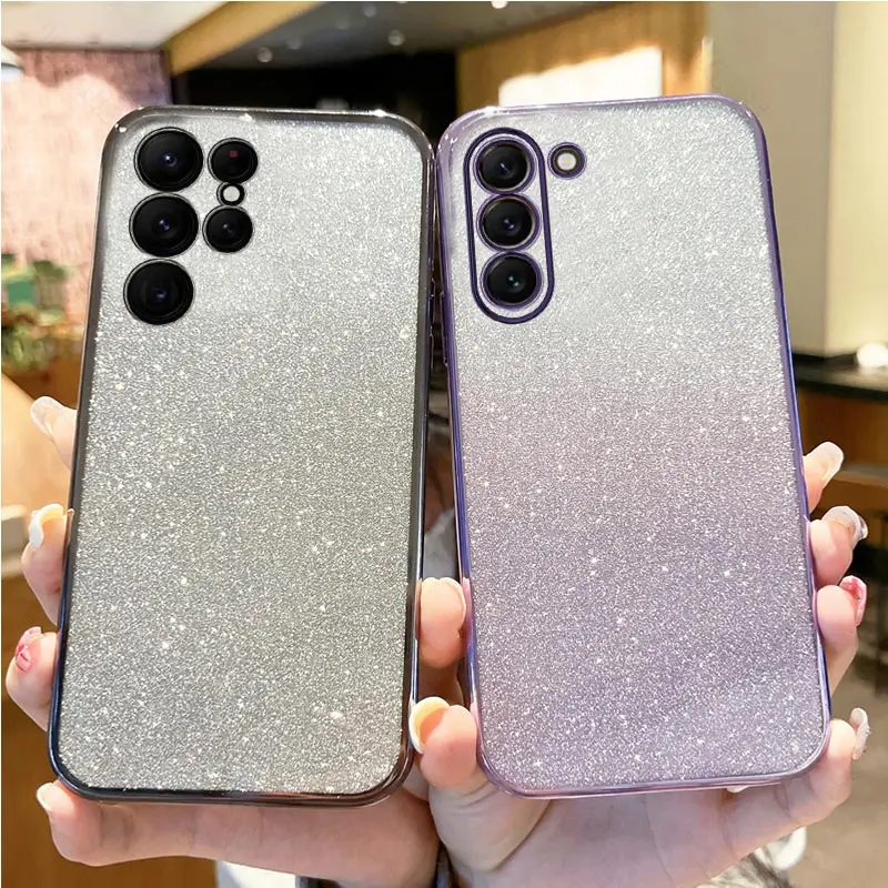 S23 22 21 S24 Custodia Con Placcatura Glitterata Per Samsung Galaxy S23 S20 S21 Fe S24 S22 Plus Ultra Coque Cover S21Fe S20 Fe S23Fe