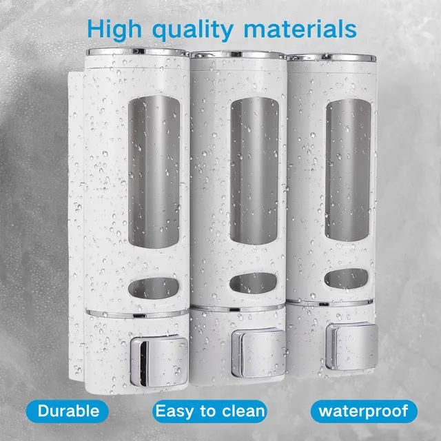 2/3 หัวเครื่องจ่ายสบู่ติดผนังกาวห้องน้ําแชมพูล้างมือของเหลว Conditioner คอนเทนเนอร์ 3