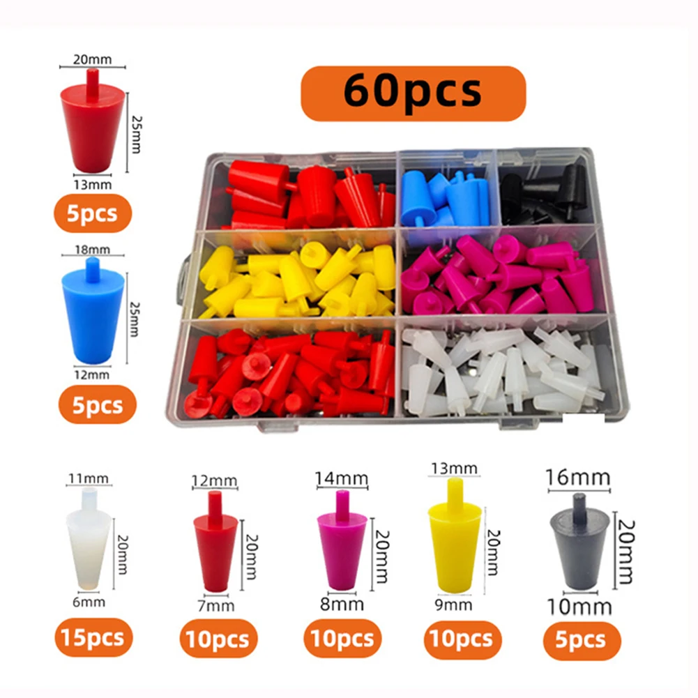 

60Pcs High-Temp Masking Plugs Powder Coating Silicone Cone Plugs Assortment Kit For Covering Holes In Powder Spraying, Painting,