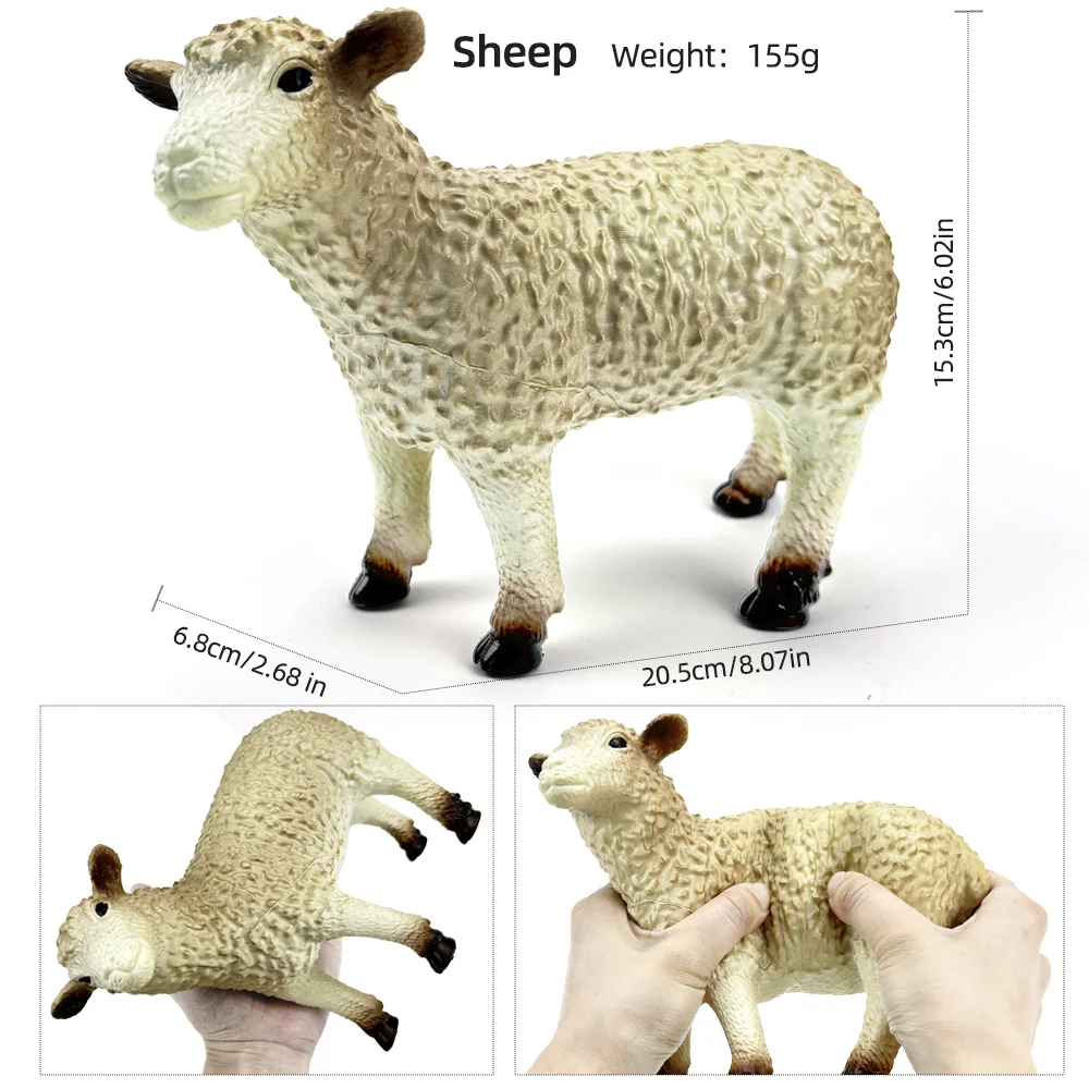 thumbnail image 1 of Figuras de acción de animales de granja de algodón suave, modelo de vaca, caballo, cerdo, gallina, gato, perro, burro salvaje, koala, regalos educativos de Navidad para niños, 1 of 5