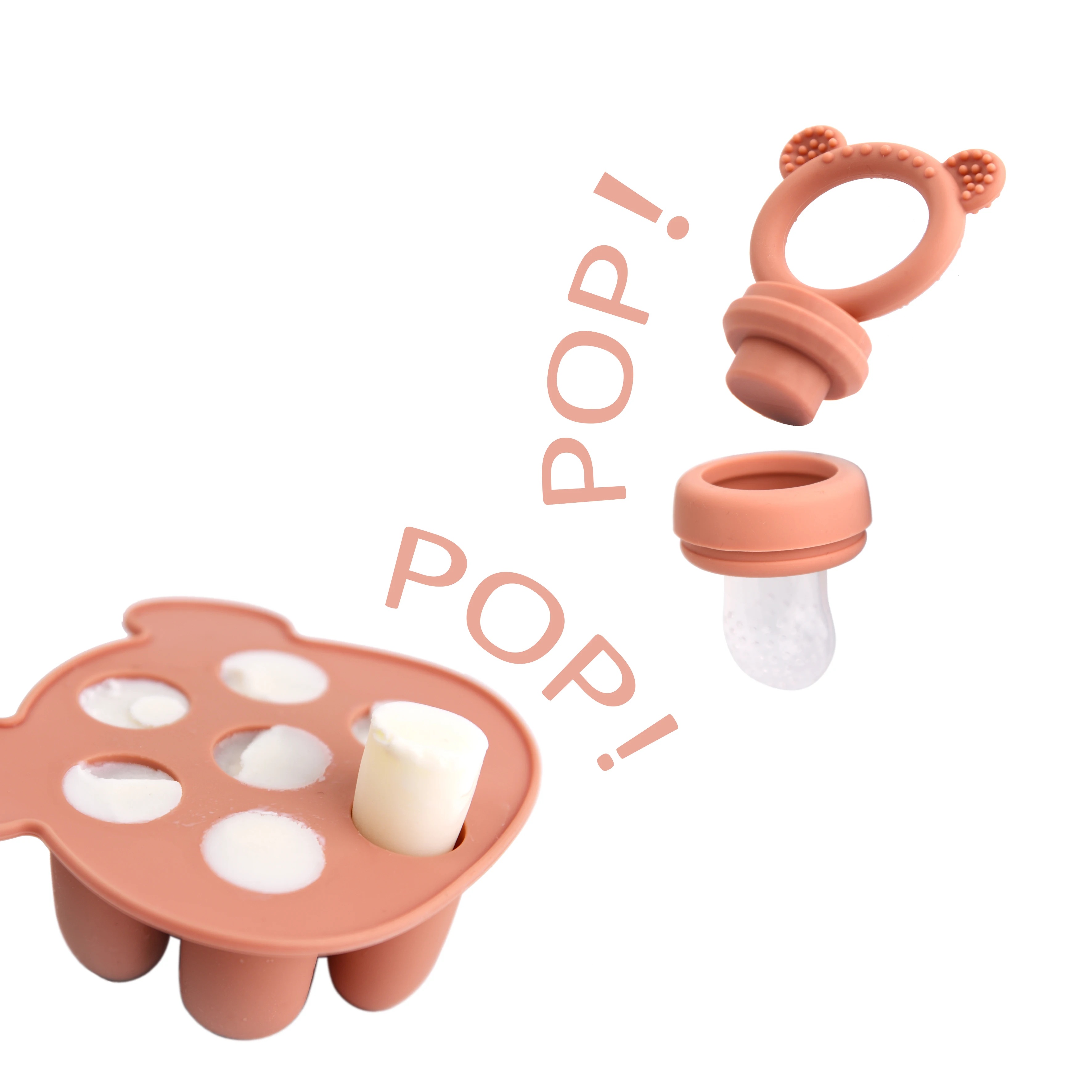 Animal Design Bear Set Fruit Feeder Breast Milk Freezer Tray Food Soup Silicone Freezer Tray Silicone Popsicle Mold
