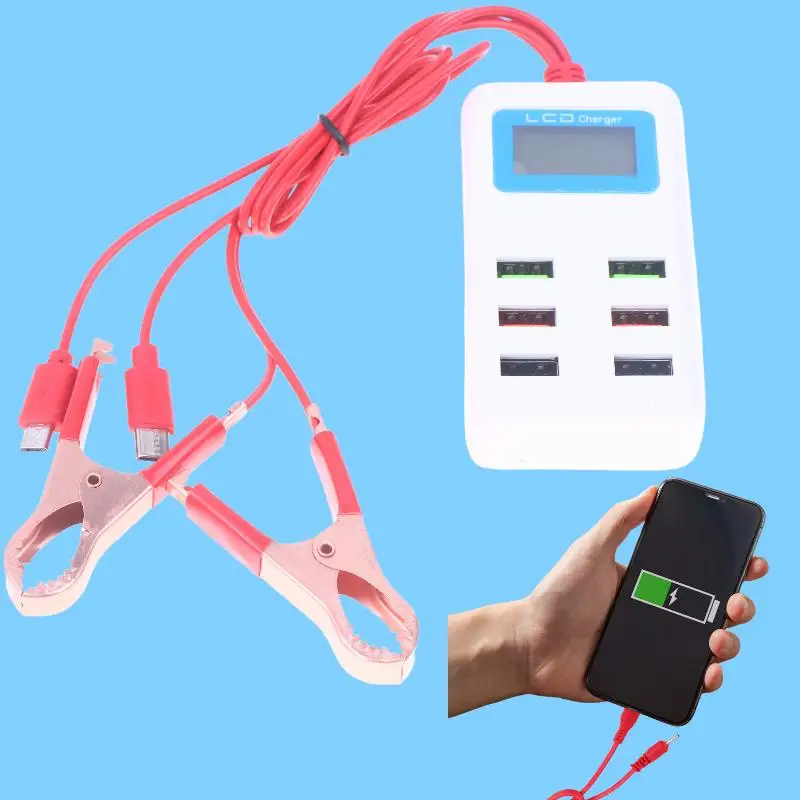 1Pcs 12-24V Universal 6USB With LCD Clip  Charger Multifunctional Clamp Charger For Mobile Phone Quick Charge DIY Accessories