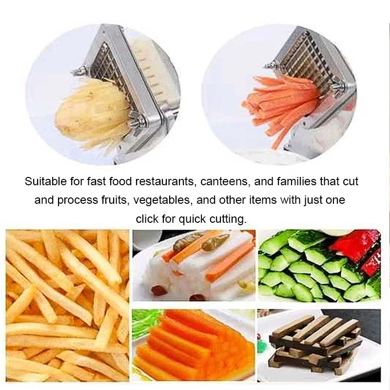 JIQI Alloy Steel French Fries Potato Strip Cutter Chips Cutting Machine Manual Potatoes Slicer Hand Push Vegetable Fruit Chopper