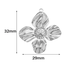 Set of 5 Elegant Stainless Steel Floral Charms (Steel 29x32mm)