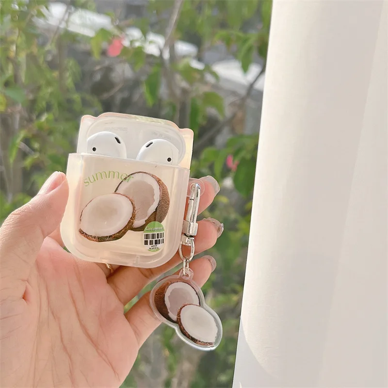 

Coconut+Coconut pendant For Apple AirPods 1 2 pro Bluetooth Headphone Cover 3rd Generation Silicone Soft Cover Protective Case