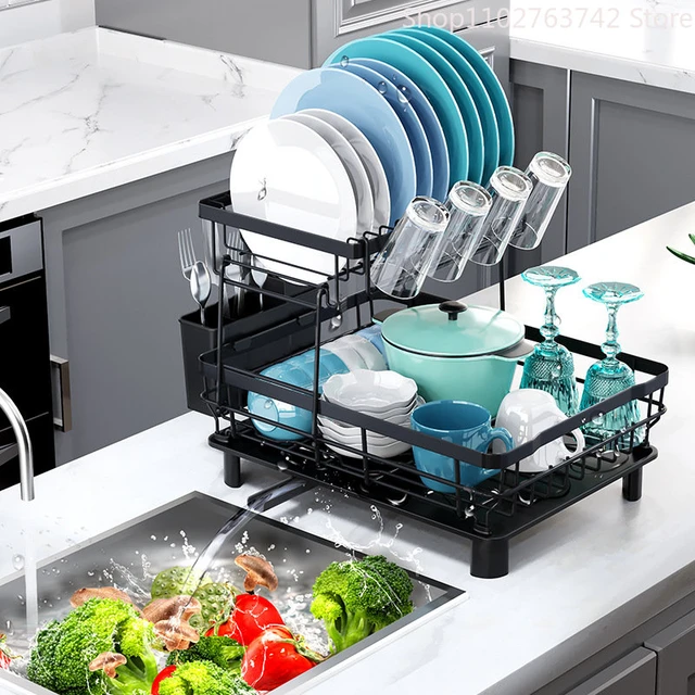 Tiered Dish Rack In-Cabinet Pull-Out Dish Rack Kitchen Cabinet Dish With  Drain Built-In Pull-Out Dish Drainer Racks 004 - AliExpress