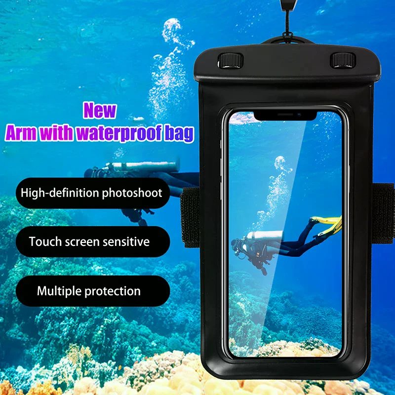 1Pcs Universal Waterproof Phone Case Arm Band Bag Swim Diving Surfing Mobile Phone Pouch Waterproof Bag