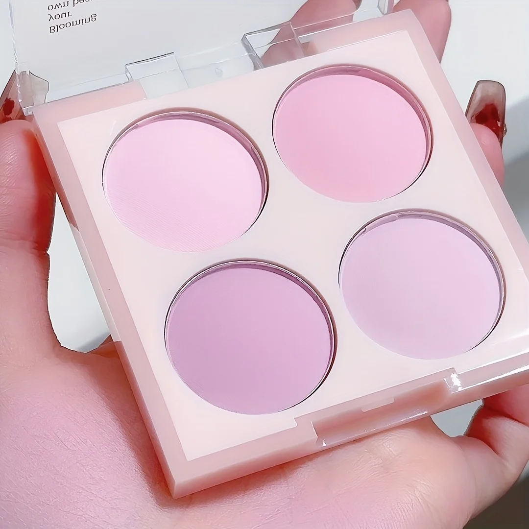 Powder Blusher Blush Powder Blush Plate Facial Blusher 4-color Matte Blush Palette Pink Purple For Daily Outing