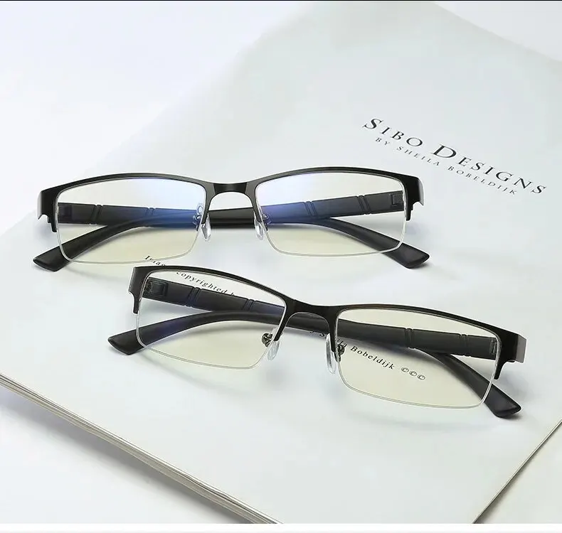 Lesebrille Männer Frauen Hohe Qualität Halbrahmen Dioptrien Brille Business Männlich Presbyopie Brillen + 1,0 1,5 2,0 2,5 3,0 3,5 4 – Detail 2