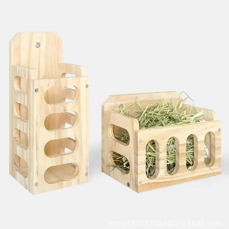 Hay Dispenser Rabbit Hay Feeders For Cages Wooden Holder Rack For Small Pets Bunny Guinea Pig Chinchilla Rabbits