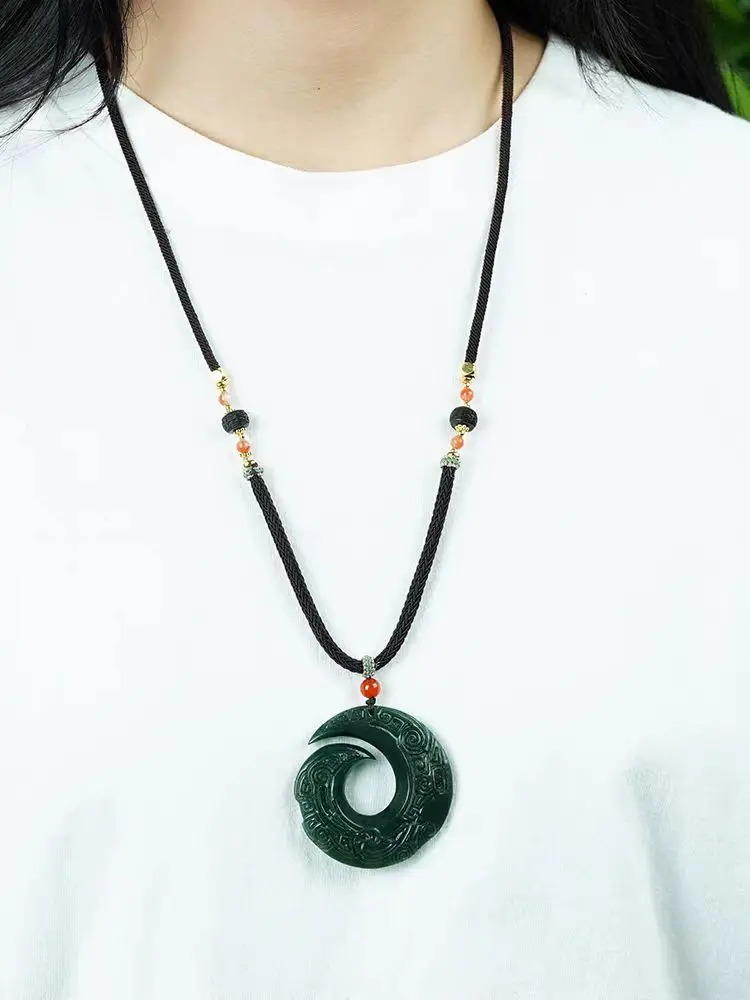 Pendant Necklace Natural Jade Pendant Necklace Hetian Jade Jewelry For Men Gift Buddhist Lucky Necklace Pendant Free Box
